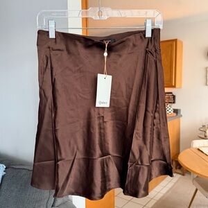 Quince Chocolate Mini Silk Skirt